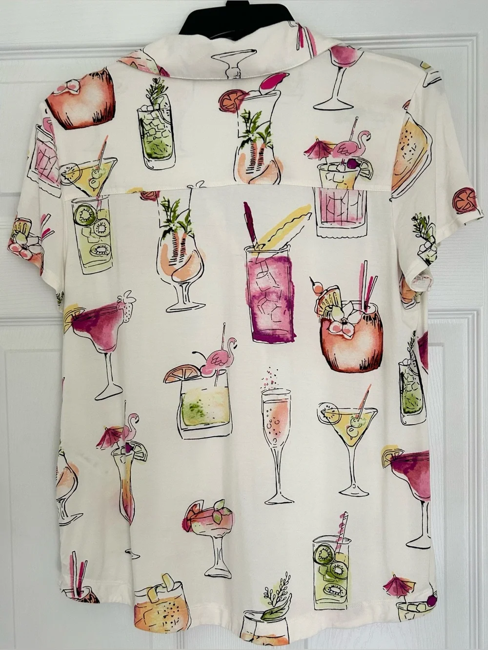 Soma Cool Nights Short Sleeve Notch Collar Drinks On Me Orchid size M pajama top